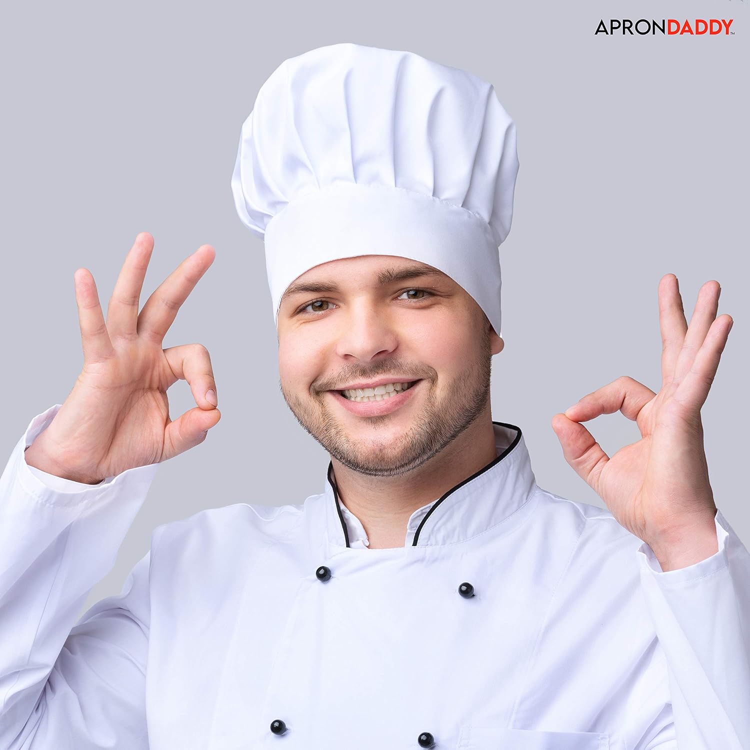 APRON DADDY Chef Hat - Adult Adjustable Kitchen Cooking Hat for Men & Women Chefs - Reusable and Washable Durable Cook Cap - White: Clothing