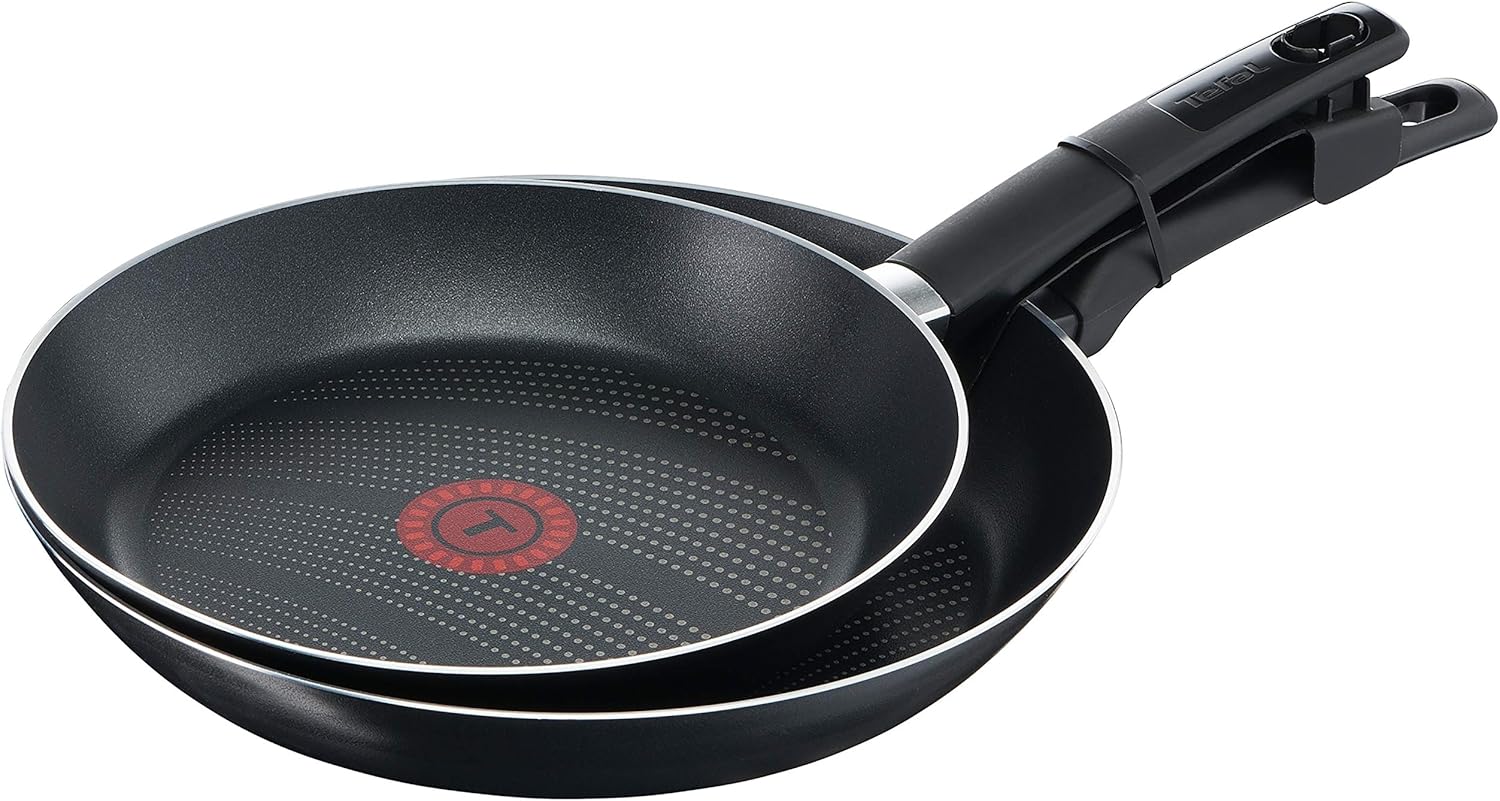 Tefal B29990 Cook 'N' Clean 2-teiliges Pfannenset, mit sicherer Antihaftversiegelung, PFOA-frei, inklusive Thermo-Spot Temperaturanzeiger, 24, 28 cm