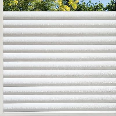 rabbitgoo Static Window Film Privacy Frosted Glass 44.5 x 400 cm Stripe Pattern