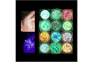 IYARKAI® Glitter Gel Makeup, Iridescent Glitter Set 12 Colours, Glitter Powder Kit, Glitter Cosmetic for Face Nails Eyes Lips