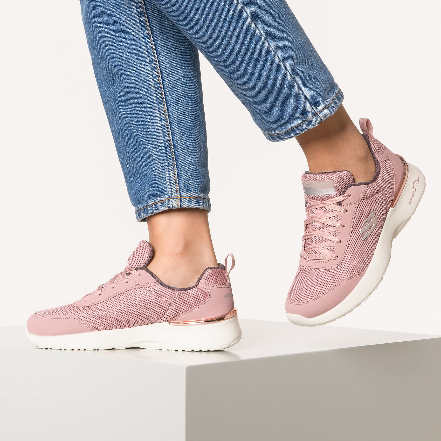 Skechers Damen Skech-air Dynamight Fast Brake Sneaker, Mauve Mesh Off White Trim, 37 EU 2