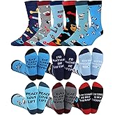 Glitopper 6 Pairs Funny Gym Lover Socks Gifts for Men Novelty Weightlifting Cotton Crew Sock Workout Fitness Gifts for Gym Lovers Bodybuilder Weightlifters