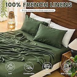 Bedlifes 100% French Pure Linen Sheets Queen Size
