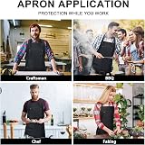Darbermu Black Cotton Chef Apron Men Women 4 Pocket Adjustable Strap Cooking view 7