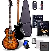 AKLOT LP Electric Guitar Kit, 40 inch 24 Fret, Coil-Split Humbucker Pickups, Modern Playability LP Stype Neck Solid Body Guitars, 18:1 Tuning Pegs,W/Gig Bag, Cable, Strap, Picks, Strings, Tuner, Book