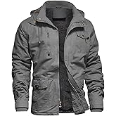 Dr.Cyril Mens Jacket Winter Casual Fleece Lined Cotton Thick Military Tactical Hooded Work Coats with Cargo Pockets