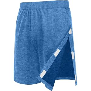 Unisex Tear Away Shorts Snap On Athletic Shorts Post Knee Surgery Recovery Hip Replacement Pants with Pockets