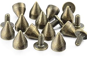 YORANYO 100 Sets 9MM Bronze Spikes and Studs Metal Bullet Cone Spikes Screw Back Leather Craft Rapid Rivet Screws Punk Studs and Spikes for Clothing Shoes Leather Belts Bag Rivets 11/32 Inch