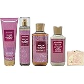 Bath & Body Works Blush Cardigan Deluxe Gift Set - Body Cream, Fragrance Mist, Body wash and Body Lotion - with a Himalayan Salts Springs Bar Soap - Full Size