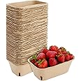 Juvale Berry Baskets for Farmers Market, Bulk Pulp Fiber Fruit Containers for Produce (1 Pint, 7.36 x 4.56 x 2.6 Inch) 60 Pack