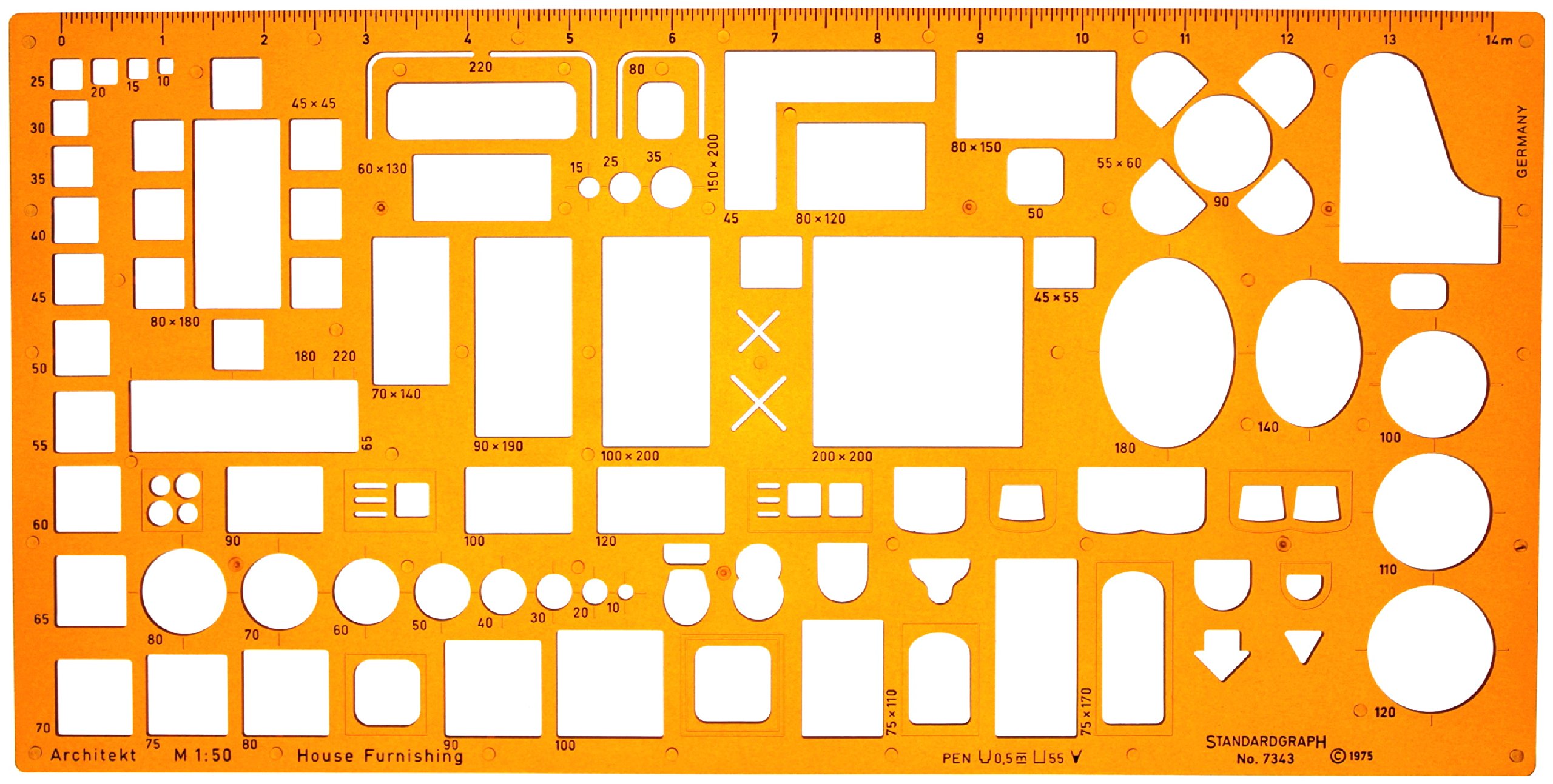 Architect Stencil 1:50 - Architectural Template - Furniture Stencil Template for Interior Design - Technical Drawing Stencil - Architecture Stencil for Technical Drawing - 1:50 Scale Template
