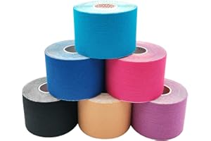 Brifantico Kinesiology Tape 6 Rolls - Elastic Therapeutic Sports Tape for Sports, Exercise, Pain Relief and Injured Muscle Su