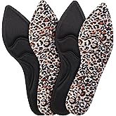 4 Pairs High Heel Insoles Breathable Shoe Pads 10.03 Inch Boot Inserts Foot Cushion Comfort Sponge Insert for Women Foot Pain, Arch Pain, Heel Sore, Loose Shoes(Black Leopard Print)