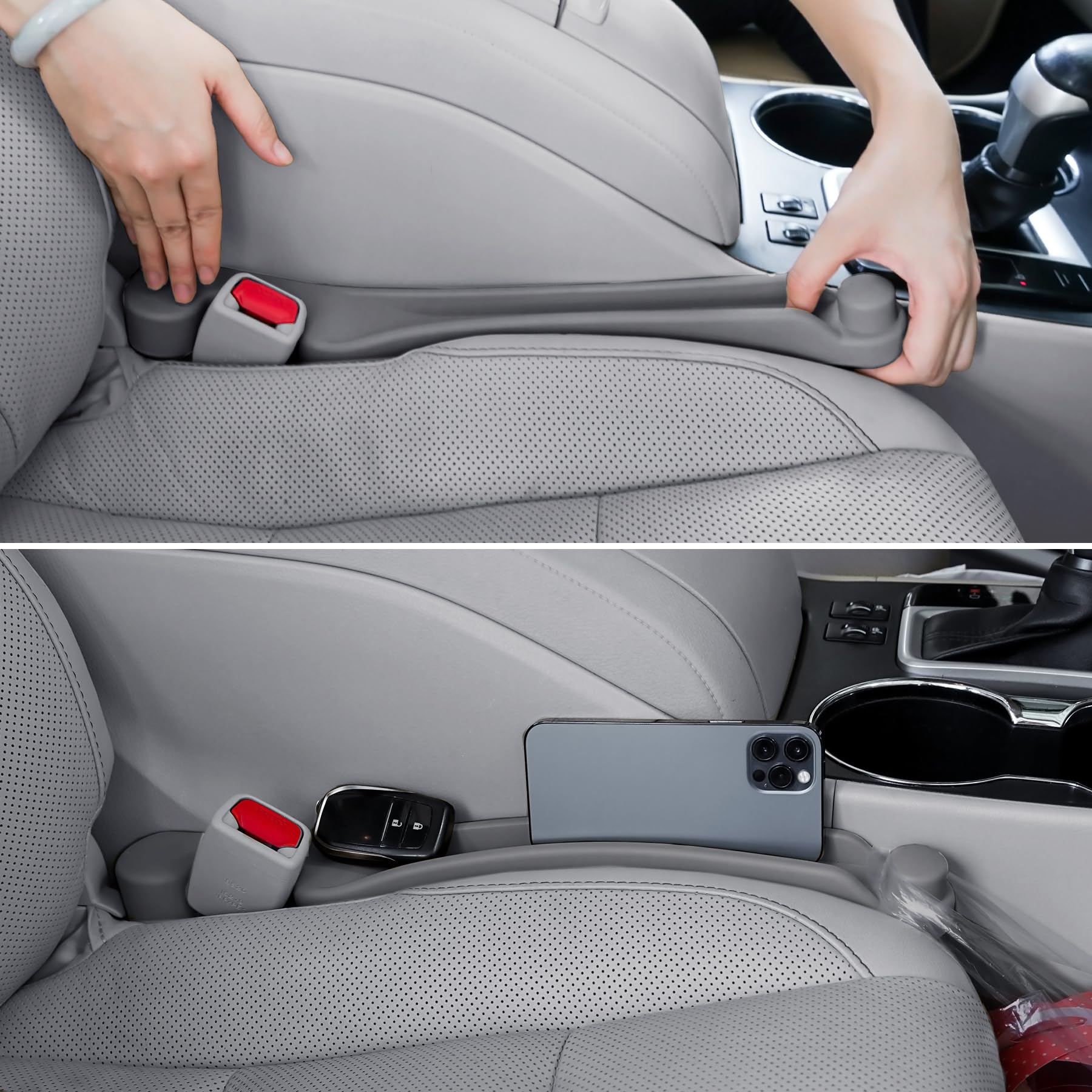 Photo 1 of Car Seat Gap Filler Set of 2, Soft Foam Multifunctional Seat Side Gap Filler with Organizer & Hook Function, 3in1 Gap Stopper Universal Fit Car SUV Truck Fill The Gap Between Seat & Console