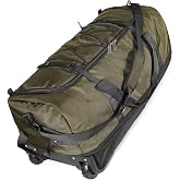 Vrtisa 110L Expandable to 140L 32&rdquo; Foldable Oxford Soft-Sided Rolling Duffle Bag with 2 Heavy-Duty Wheels,2 Large Compartments,Adjustable Shoulder Strap and Attached Organizer Pouch,Green