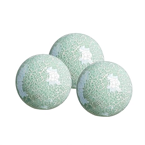 Wh Housewares Glass Decorative Balls Set Of 3 Glass Mosaic Sphere