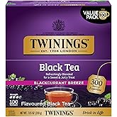 Twinings Blackcurrant Breeze Black Tea Individually Wrapped Bags, 100 Count (Pack of 1), Sweet, Tangy Taste, Caffeinated, Enjoy Hot or Iced, 100 Teabags