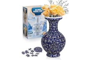 KOSTBAR LED 3D Puzzle Vase, 200 Pieces 3D Puzzles for Adults with Flowers, Unique Arts and Crafts for Adults, Unique Housewarning Gifts for Women, Puzzle Vase for Home and Office Decor