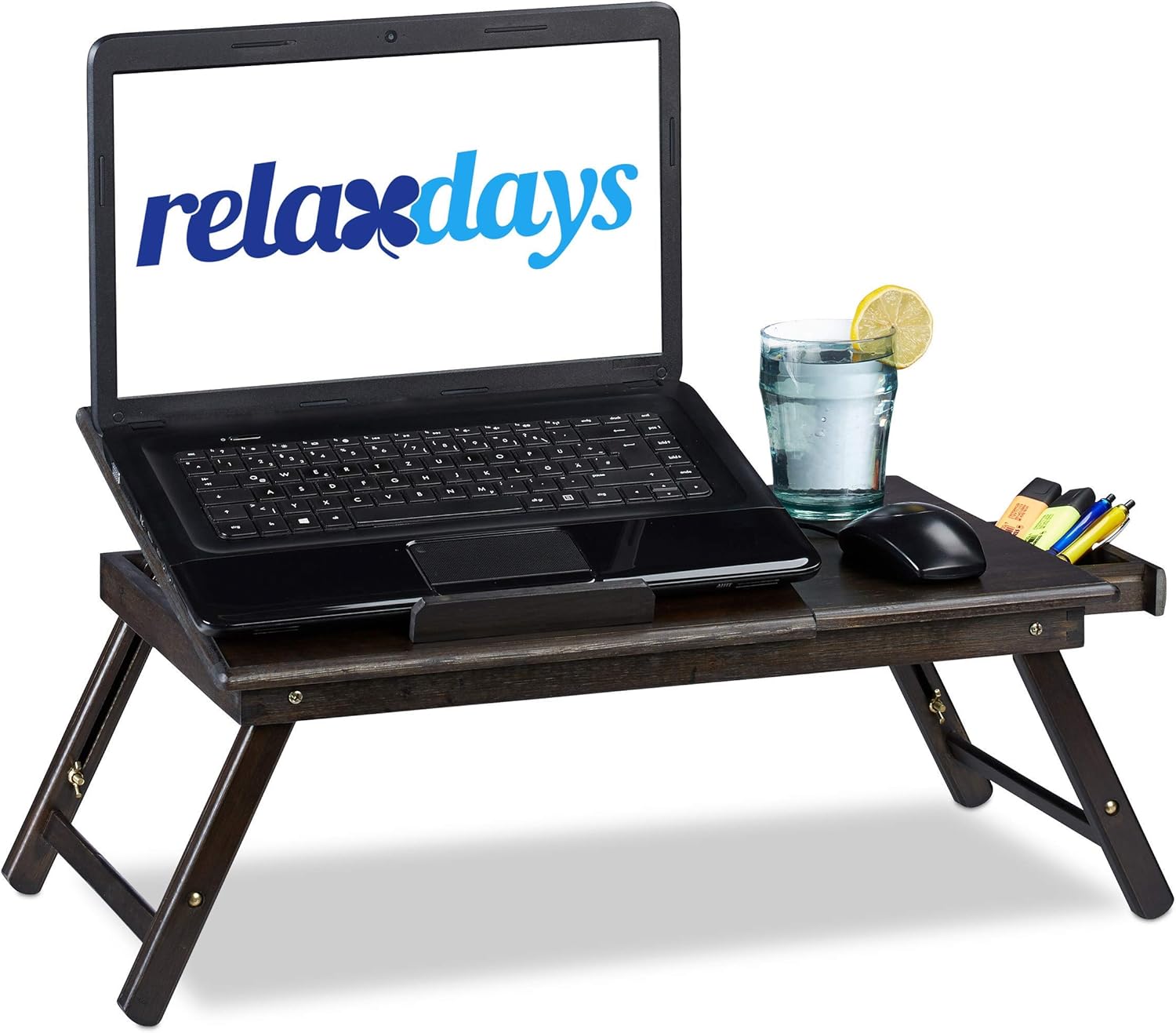 Relaxdays Table d’Ordinateur Portable, HxLxP 24 x 60 x 35cm, Bambou