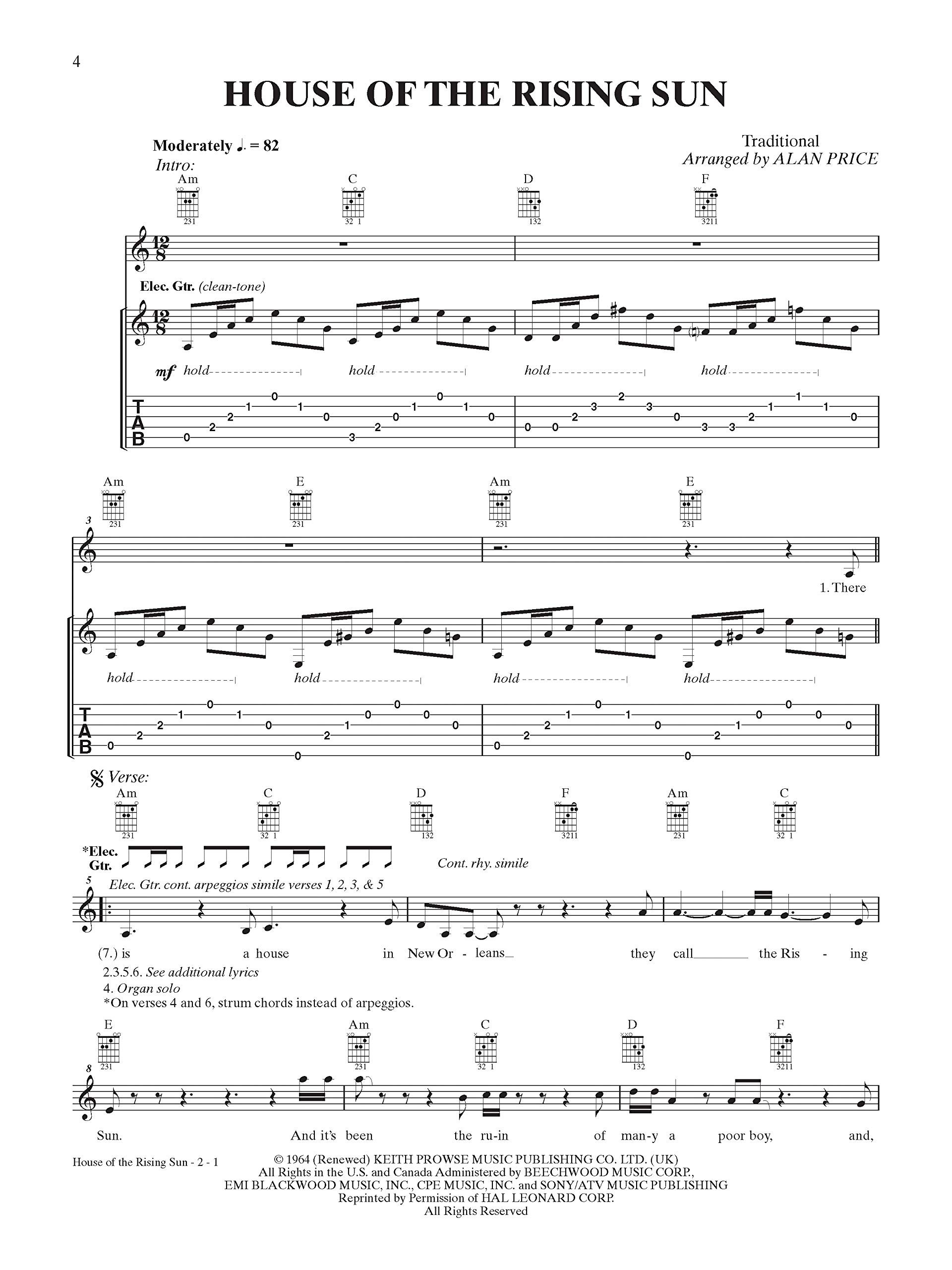 Acordes house of the rising sun guitarra Las mejores guitarras