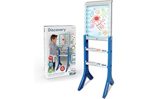 DISCOVERY KIDS Discovery LED Artist Easel with Removable Glow-in-The-Dark Tracing Tablet, Includes 8 Washable Markers & 4 Magnets, 8 Drawing Light Modes, Portable Arts & Crafts Activity Kit, Kids Travel Toy Gift