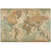 Holy Cow Canvas Personalized Push Pin World Map on Canvas in Vintage Earth Tones, Customize with Your Names and Quote to Track Travels, World Map Pin Board, Travel Tracker (40x24, Gallery Wrapped Canvas)