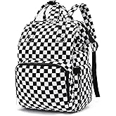 Xunteny Checkered Women Laptop Backpack, College School Backpack Bookbag 15.6 Inch Computer Backpacks for Work Business Travel