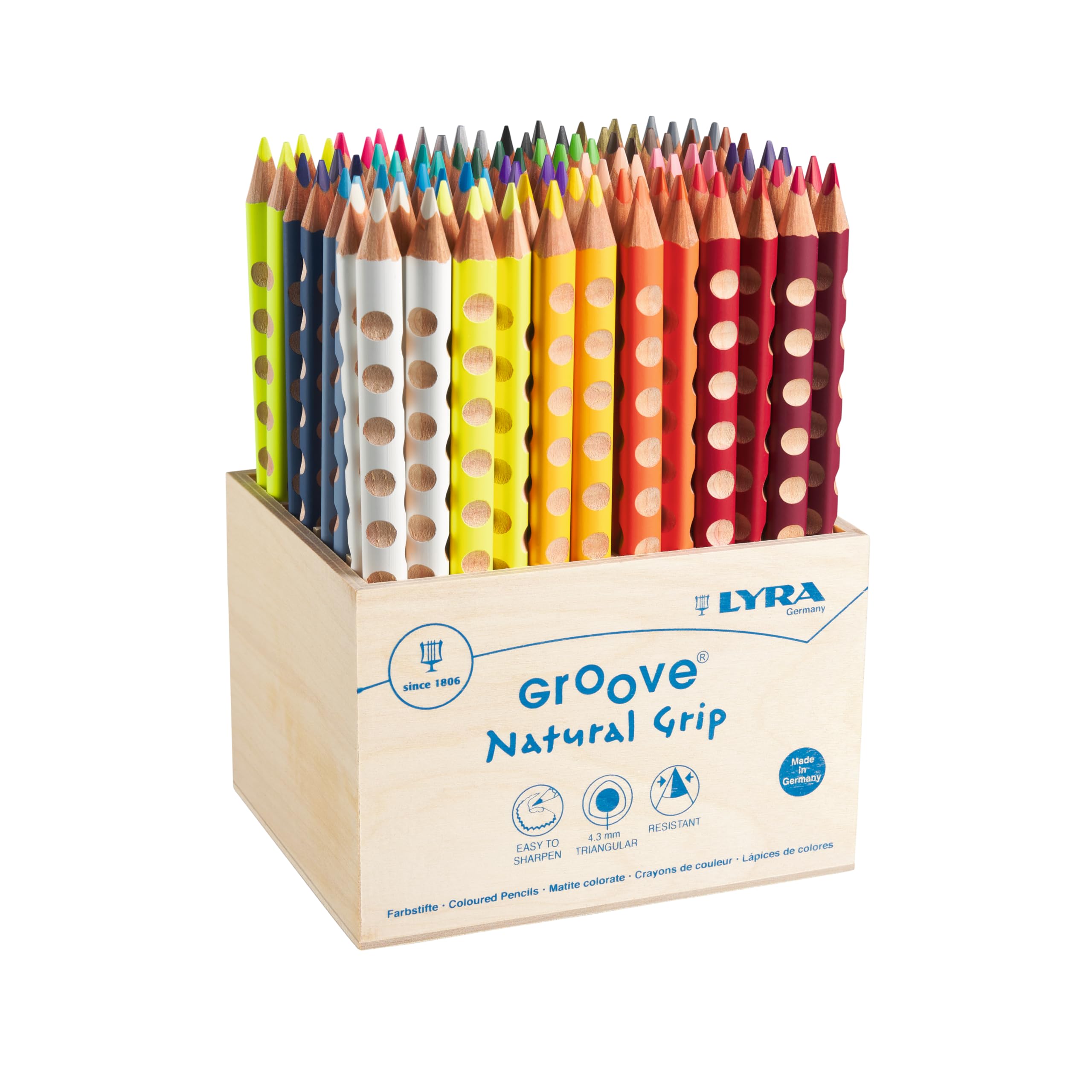 LYRA Groove Wooden Chunky Colouring Pencils, Schoolpack, 96 Assorted Colours, For Children and Schools