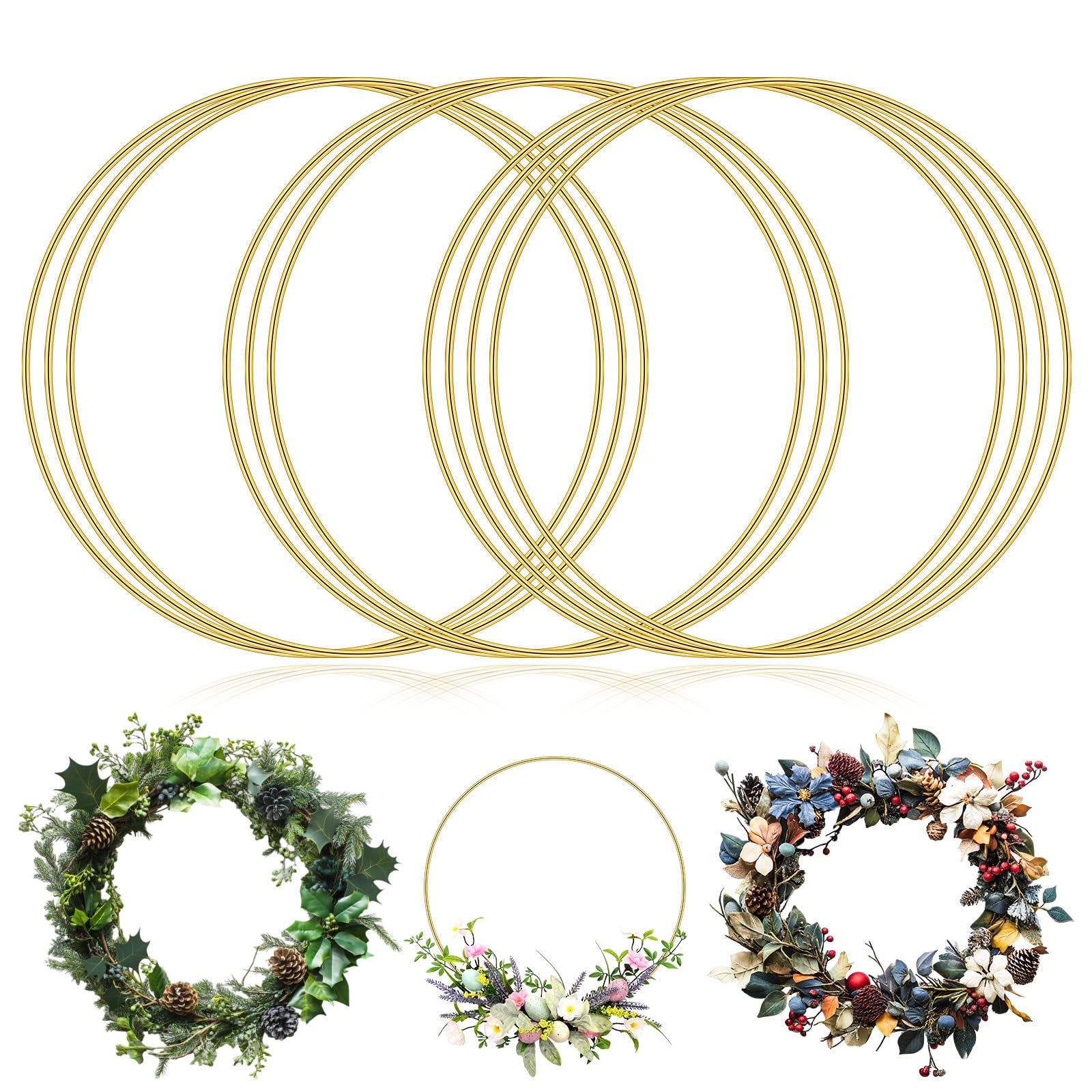 Photo 1 of 12 Inch Metal Hoops for Crafts, 10 PCS Gold Floral Macrame Hoop Dream Catcher Rings Hoops for Wedding Wreath Decor Wall Hanging DIY Crafts Supplies