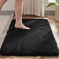 Disolla Black Bathroom Rug 24x36 Non Slip Fluffy Bath Mat for Bathroom Floor Washable Plush Luxury Bath Rug for Tub Soft Shaggy Shower Sink Mat