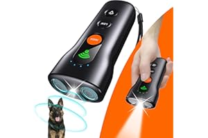 Ahwhg Dog Bark Deterrent Devices,3 in 1 Anti Bark Device for Dogs Dual Sensor,Ultrasonic Rechargeable Barking Dog Silencer 50FT with High Low Mode,Portable Dog Whistle Safe for Indoor Outdoor (Black)