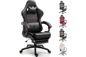 Dowinx Gaming Chair Big and Tall, Ergonomic PC Gaming Chair with Footrest & Massage, Racing Style Reclining Computer Chair for Adults, 400LBS Capacity - Heavy Duty Gamer Chair (Black)