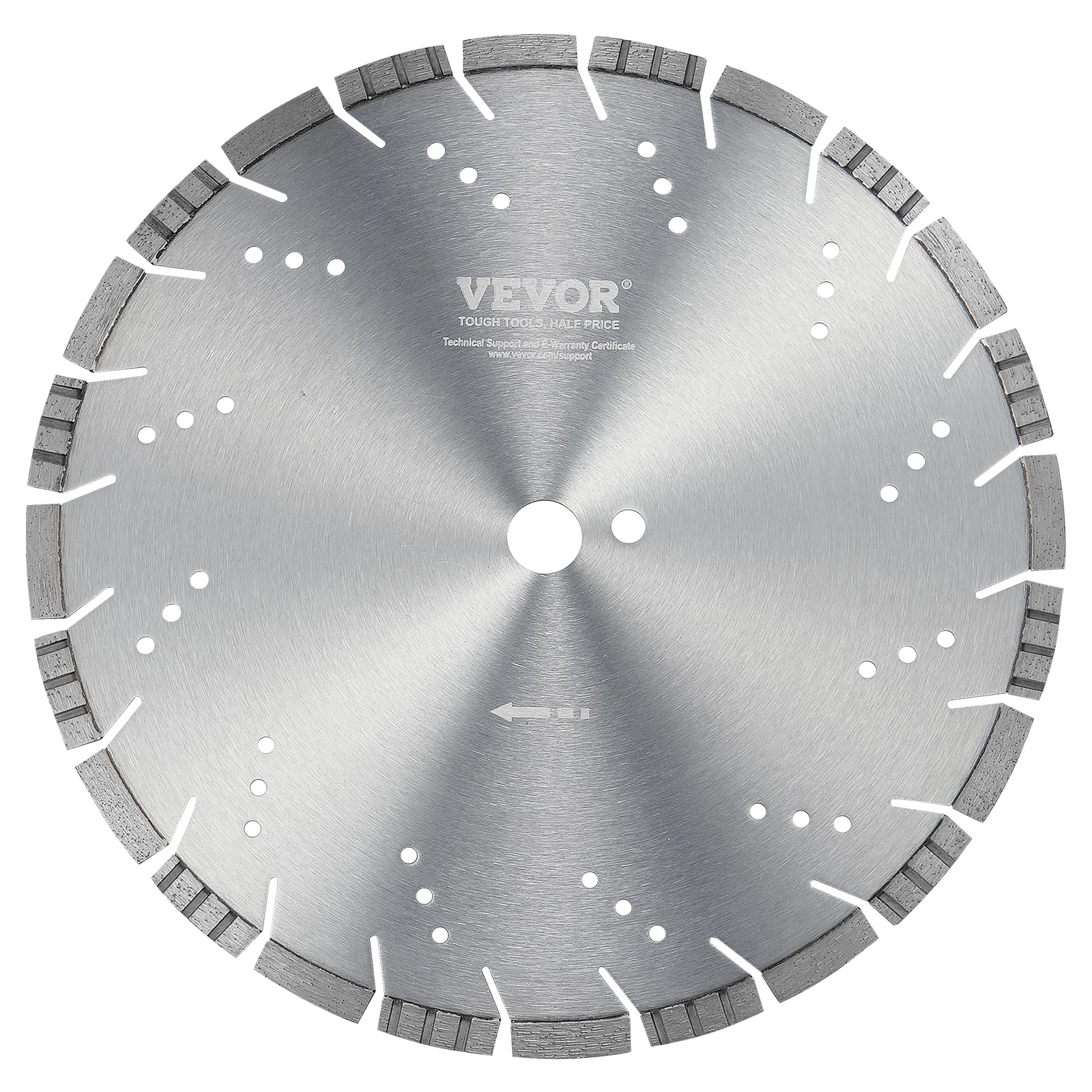 VEVOR Diamond Blade, 14inch/350mm Concrete Saw Blade Wet or Dry, 0.39inch/10mm Slanted Teeth Diamond Segment Blade, Universal 1 inch/25.4 mm Center Hole Diameter, for Concrete Cement Board Tile Brick