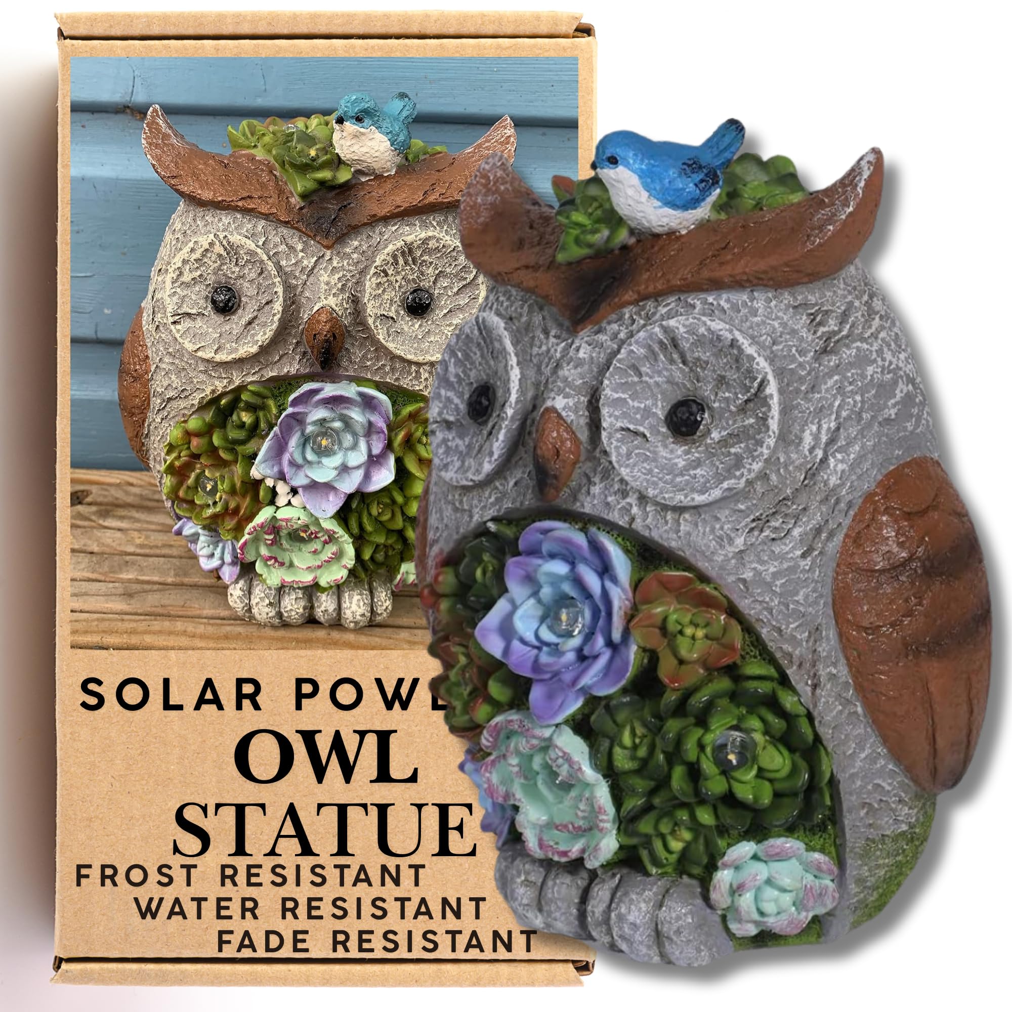 G&H Decor - 20cm Solar Garden Owl Ornament - Outdoors Lawn Decoration Amazingly Detailed Bird of Prey Statue for Patio Balcony Outside - Light Owl Garden Ornaments Outdoor Hand Painted Balcony Decor
