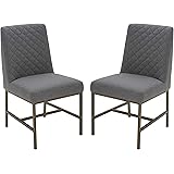 Amazon Brand – Rivet Vermont Modern Diamond-Stitched Upholstered Dining Chair, 20"W, Set of 2, Graphite Grey