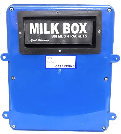 Gate Fixing Type Milk Box for Home and Office | Opening Door at The Back | Comes with Lock and Key | Blue Color