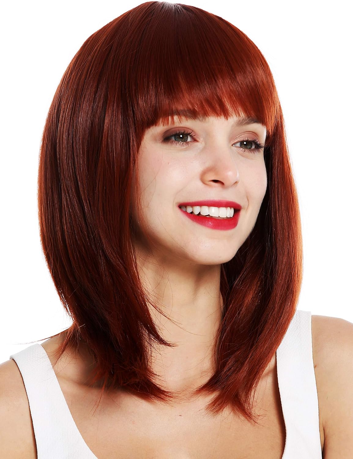 WIG ME UP - 0530-10-350 women's quality wig short shoulder length sleek voluminous layered fringe copper red
