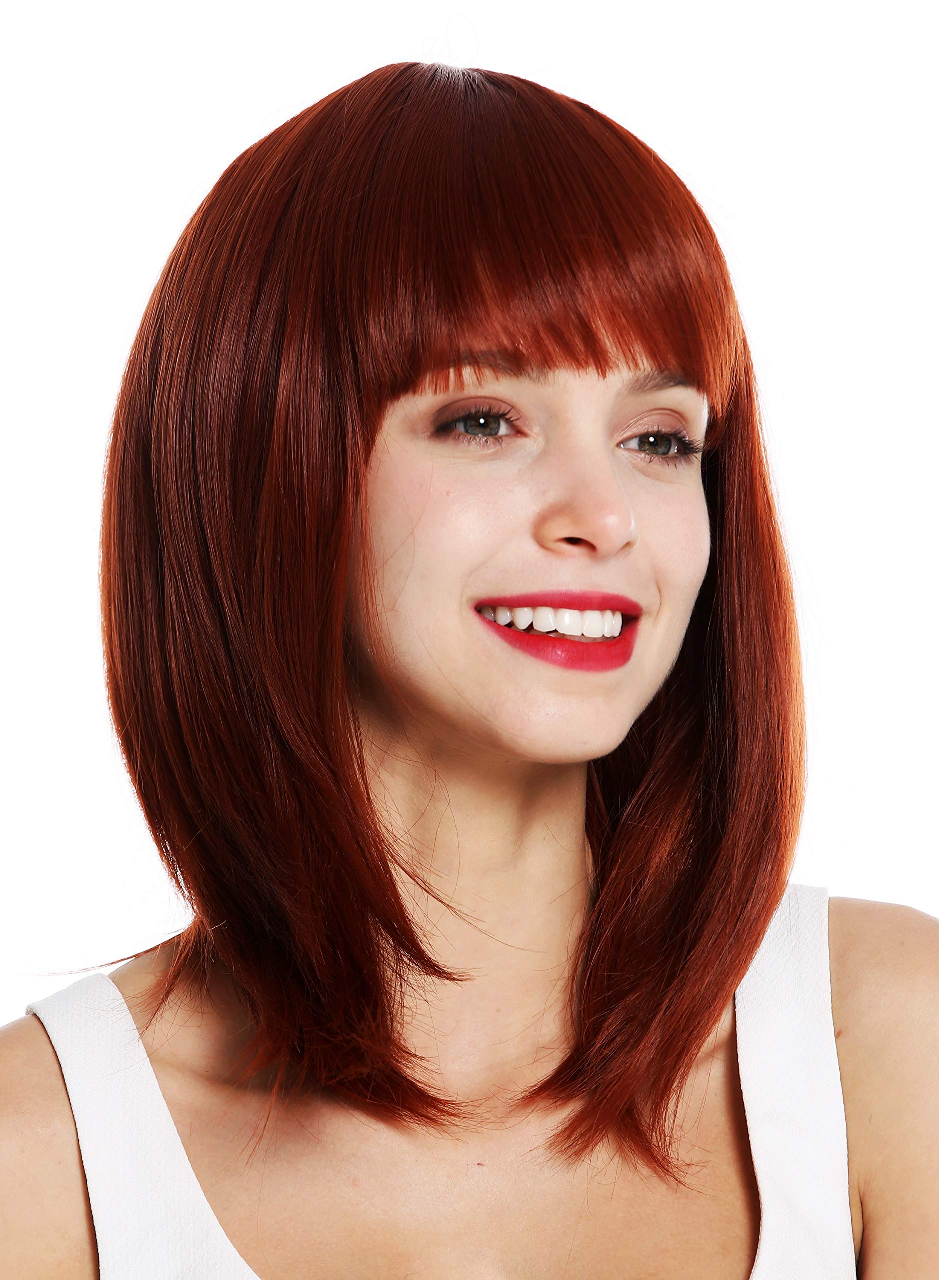 WIG ME UP - 0530-10-350 women's quality wig short shoulder length sleek voluminous layered fringe copper red