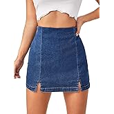 Floerns Women's Casual Split Hem High Waist Denim Skorts Skirt Shorts