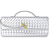 Joryin Woven Purse for Women Evening Clutch Woven Leather Handbags Crossbody Bag Purse Formal Evening Bag, Vegan Leather