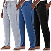 Casuallined 3 Pack Mens Cotton Sleepwear Pajamas Pants with Pockets Soft Sleep Lounge Bottoms Sleep Pj Bottoms for Men