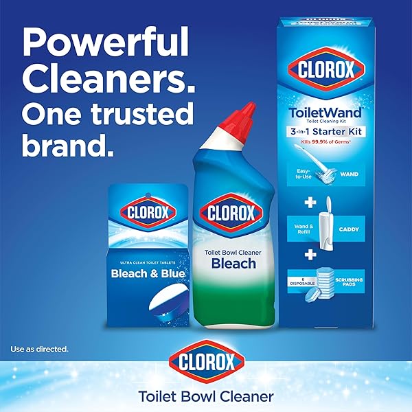 CLOROX ULTRA CLEAN TOILET TABLETS BLEACH & BLUE, RAIN CLEAN SCENT, 2.47 OUNCES EACH, 4 COUNT (PACKAGE MAY VARY)