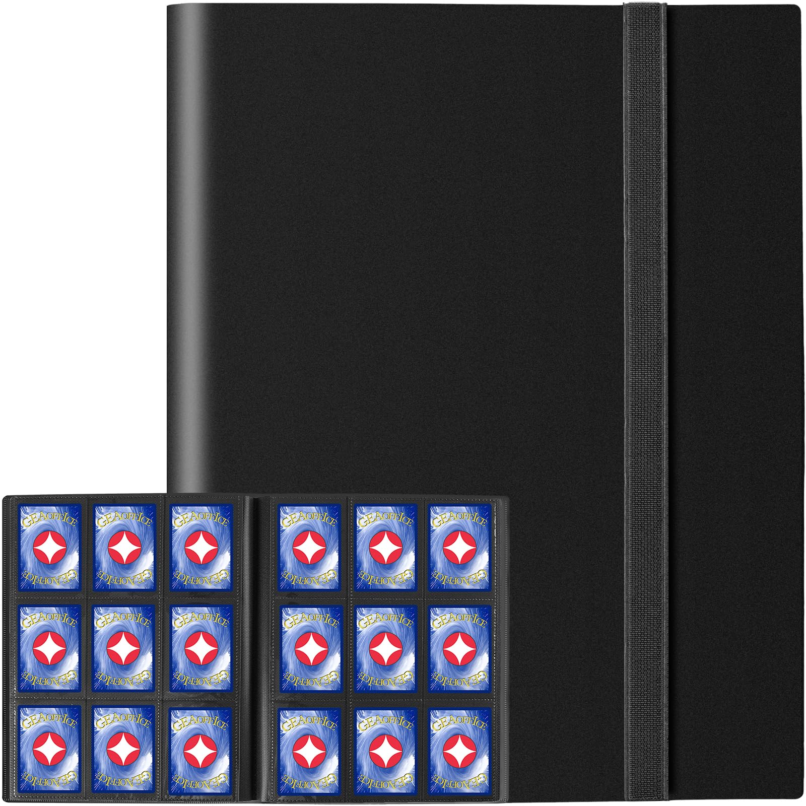 Photo 1 of GEAoffice Trading Card Binder, 9 Pockets Card Album Folder, 360 Side Loading Pocket Binder for Sports&Game Cards, MTG and Other TCG, BLACK
