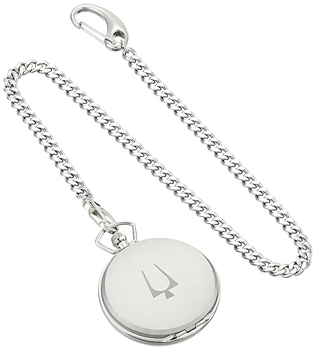 Bulova Classic Quartz Mens Pocket Watch, Stainless Steel Silver