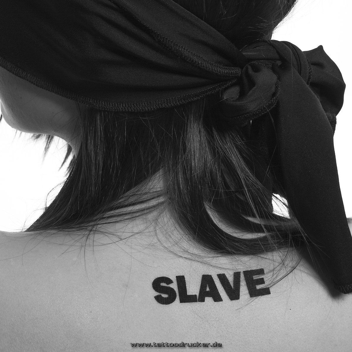 10 X SLAVE Tattoos - BDSM Lettering Slave As Tattoo In Black - Naughty