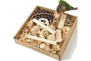 Vildroohowl Natural Bird Foraging Box Toy, Shredding Chew Kit for Cockatiels, Conures, Parakeets, Quakers, Lovebirds, Easy Pl