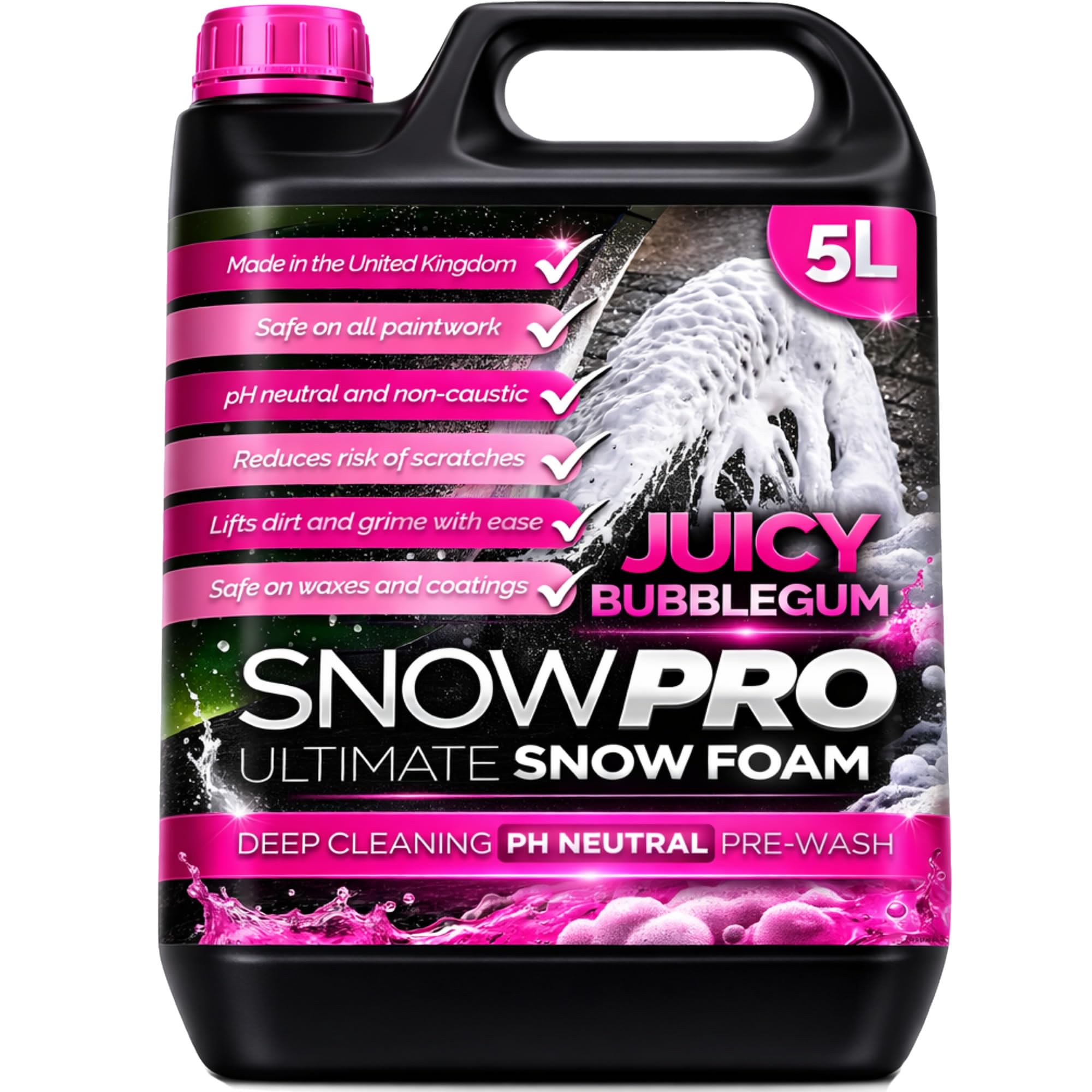SnowPro Snow Foam Shampoo Car Wash 5L Soap pH Neutral Vehicle Cleaning Detailing Pre Wash Bubblegum Fragrance