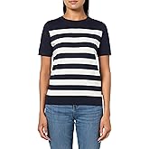 Nautica Women's Crew Neck Stripe Short Sleeve Sweater