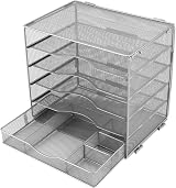 EasyPAG 5 Tier Metal Mesh A4 Desk Tray File Holder Organizer Silver view 5