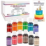 12 Color Cake Food Coloring Liqua-Gel Decorating Baking Set - U.S. Cake Supply .75 fl. Oz. (20ml) Bottles Primary Popular Colors